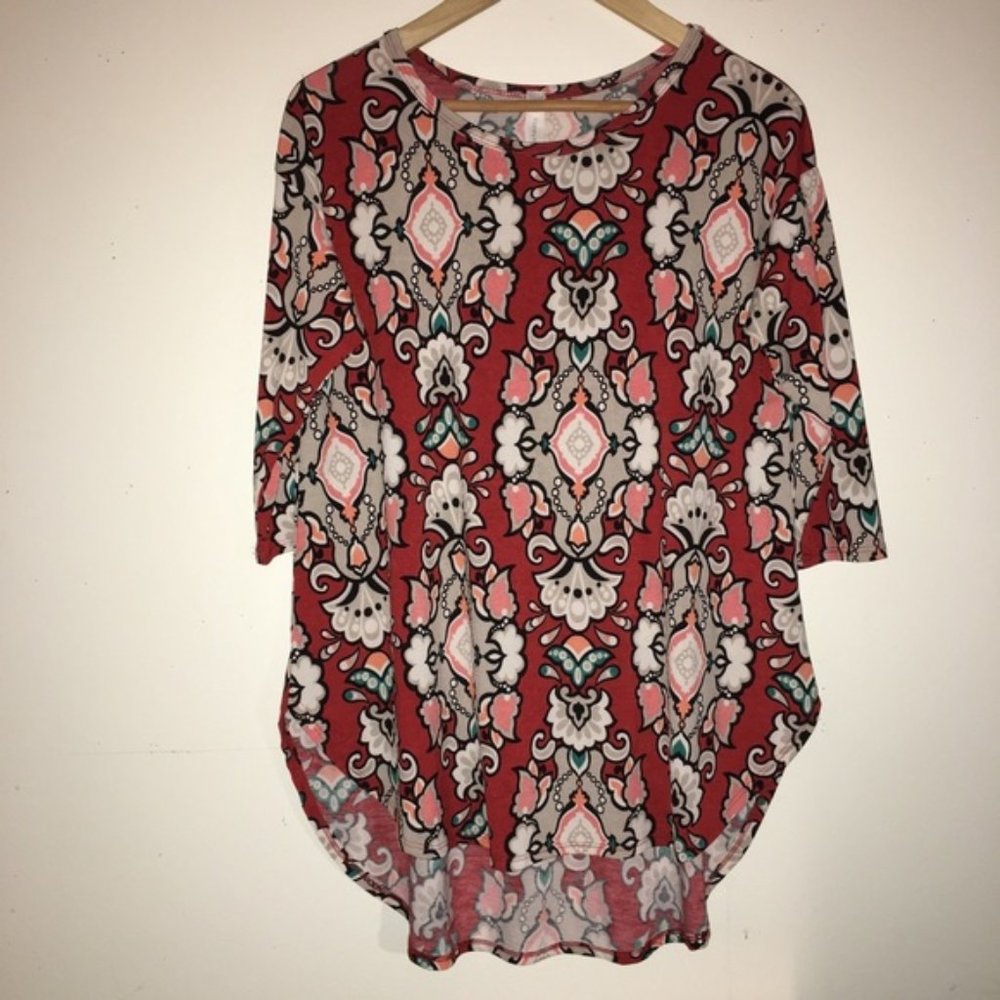 honeyme Burnt Orange Damascus Print Tunic Size Med